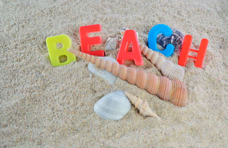 Beach colorful text on the beachの写真素材