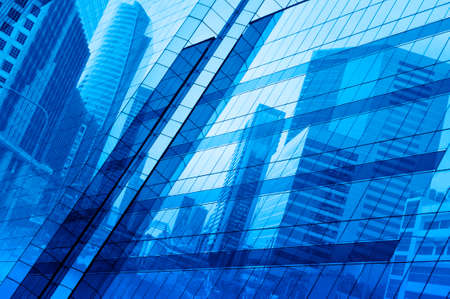 Glass of modern tower blue tone, Bangkok Thailandの写真素材