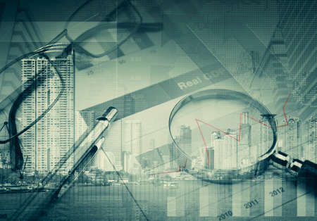 Collage of various business elements, success conceptの写真素材