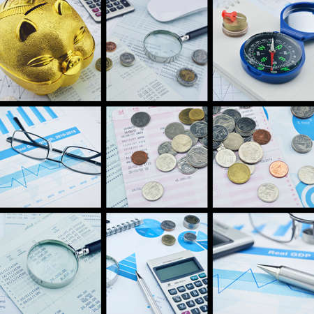 Saving collage pictures saving conceptの写真素材