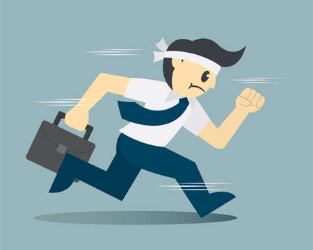 Businessman running with his briefcase vector illustrationのイラスト素材