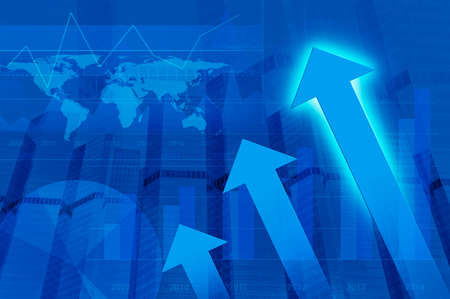 Arrow head with Financial chart and tower, success global concept, Elements of this image furnished...