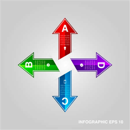 Arrow infographics elements with icons, Vector illustrationのイラスト素材