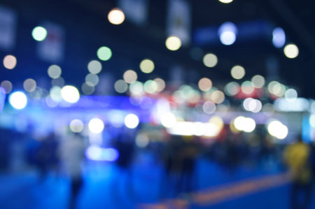 Abstract blur of colorful shopping mall, Beautiful bokeh interior light backgroundの写真素材