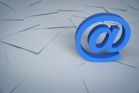 email address 3d icon on stack of white envelops, Business customer service and support online...