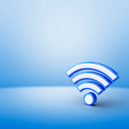 Wifi 3d icon on light blue background, Technology internet online conceptの写真素材