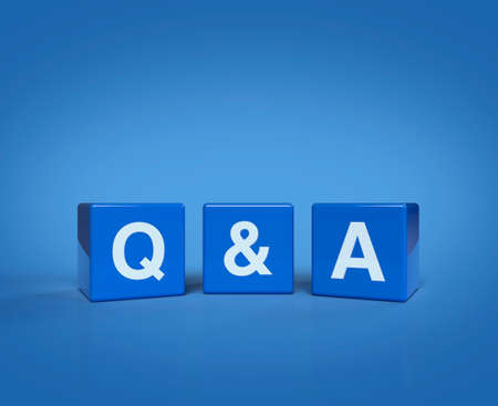 3d rendering, illustration of Q and A acronym on block cubes on blue background, Frequently asked questions, Business customer service and support conceptの写真素材
