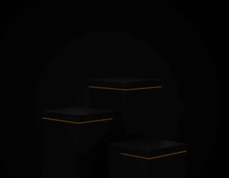 Empty black and gold cubes podium for cosmetic product display presentation, Minimal scene, 3d renderingの写真素材