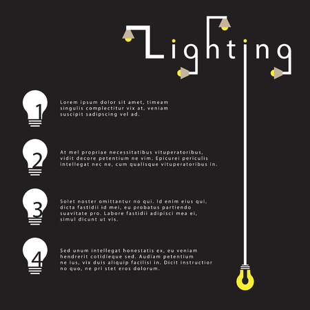 Flat style Template with light bulb idea infographics concept vector illustration designのイラスト素材
