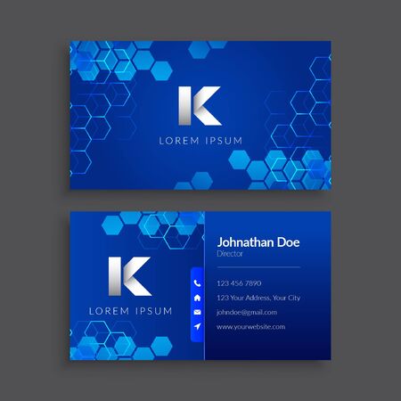 Blue Hexagon Pattern Business Card Templateのイラスト素材