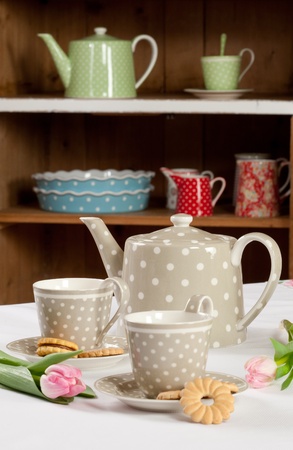 Gray tea setの写真素材