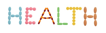 health inscription made from colorful pillsの写真素材
