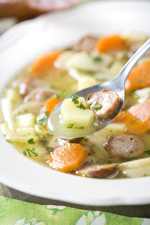 Finnish soup with sausageの写真素材