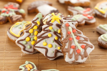 Christmas trees made with gingerbreadの写真素材