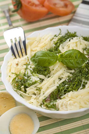 Egg and cheese salad の写真素材
