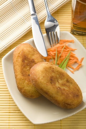 Patty stuffed with mushroomsの写真素材