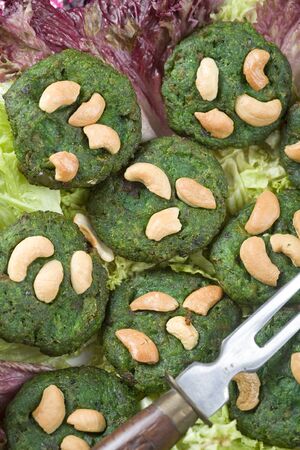 Indian green meatballs, Hara Kebab の写真素材