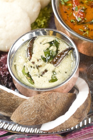 Coconut dip, lentil dish. Indian foodの写真素材