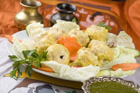 Indian food, Malai Mushroom Tikka, mushrooms in marinade.の写真素材