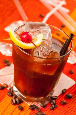 Dark drink with coffee and iceの写真素材