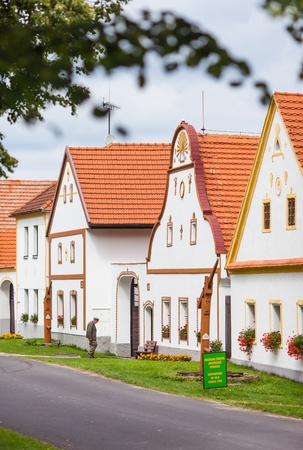 Holasovice, Czech Republic - August 11, 2012: Village Holasovice, UNESCO World Heritage Site. Buildings in the baroque style.のeditorial素材