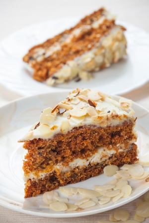 Carrot cake with almondsの写真素材