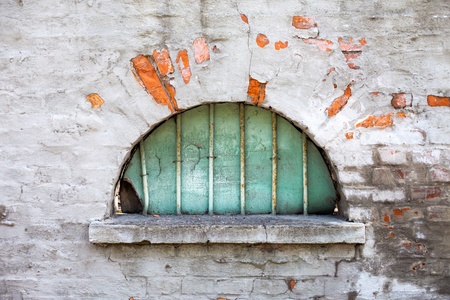 Old semicircular windowの写真素材