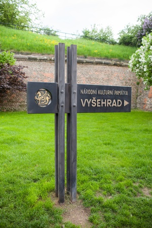 Signpost to National Cultural Monument in Vysehrad, Praha, Czech Republicのeditorial素材