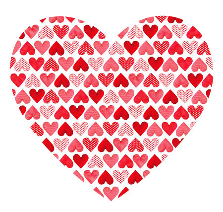 Pattern made of hearts, make one big heart, on white  Valentines Day