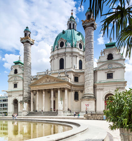 Vienna, Austria - September 01, 2013; Karlskirche St  Charles Church  Baroque church located on Karlsplatz in Vienna,のeditorial素材