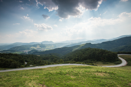 The road at the pass to the Dobsice city in Slovakiaの写真素材