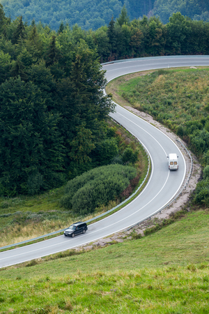 The road at the pass to the Dobsice city in Slovakiaの写真素材