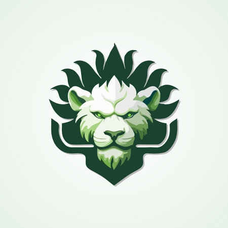 Lion head vector logo template. Lion head mascot logotype.のイラスト素材