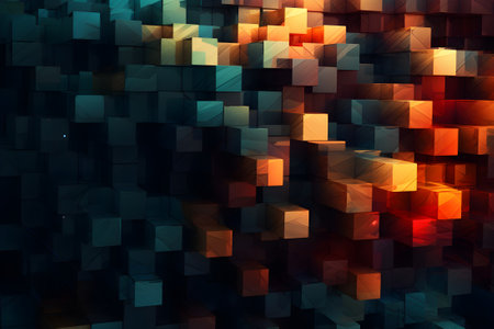 Abstract 3D rendering of colorful cubes. Futuristic background design.の素材