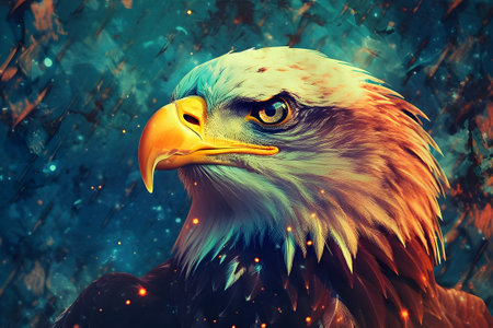 Beautiful eagle in the nature. 3D illustration. Vintage style.の素材