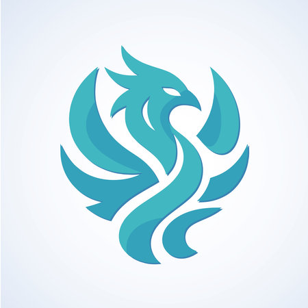 Blue Phoenix, Bird flying, Vector File, Logo design, Phoenix Illustrationのイラスト素材