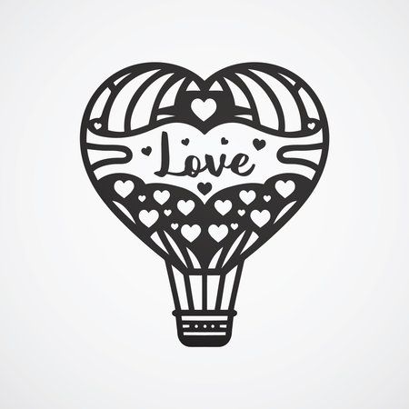 Love Hot Air Balloon EPS - Valentine Vector Fileのイラスト素材