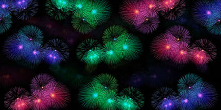 Celebration with mix colorful fireworks-magentaの写真素材