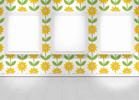 Interior of Flower wallpapers 3 frame の写真素材