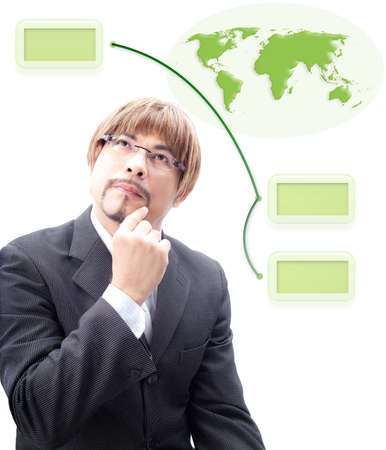 Specialist s thinking how to make green worldの写真素材