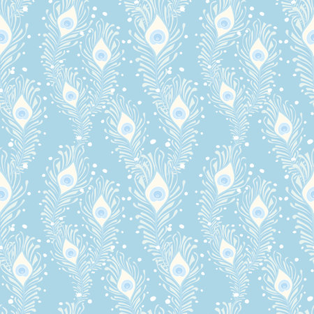 Peacock Feathers Seamless Pattern Peacock, Wallpaper, Blue Backgroundのイラスト素材