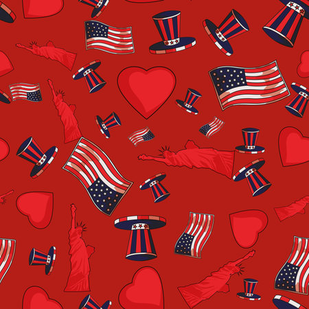 Seamless pattern with USA Independence Dayのイラスト素材