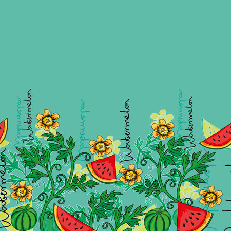 Seamless watermelon slice pattern. Vector illustration for prints, one for a summer party.のイラスト素材