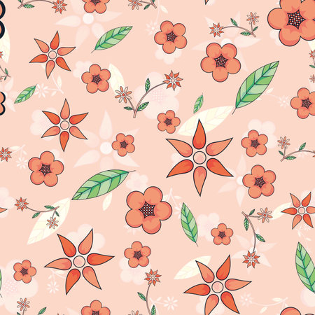 Floral Seamless Pattern. Vector Backgroundのイラスト素材