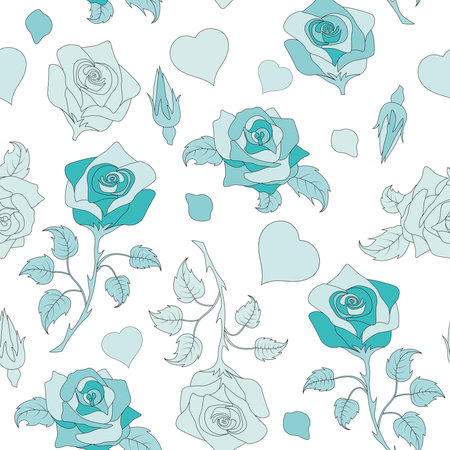 Seamless pattern with roses, vector illustration. Perfect for background greeting cards and invitations for weddings, birthdays, Valentine's Day, and Mother's Day.のイラスト素材