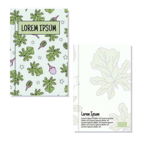 Cover page templates. flowers and leaves pattern layouts. Applicable for notebooks and journals, planners, brochures, books, catalogs etc. Repeat patterns and masks used, able to resize.のイラスト素材