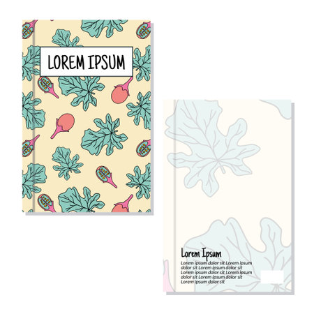 Cover page templates. flowers and leaves pattern layouts. Applicable for notebooks and journals, planners, brochures, books, catalogs etc. Repeat patterns and masks used, able to resize.のイラスト素材