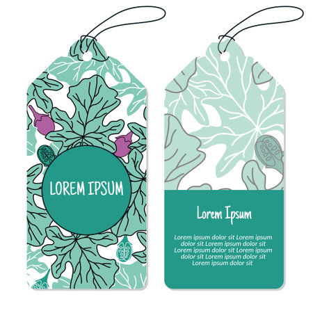 Vector flowers and leaves vertical round frame pattern tags set. Vertical stripe frame patterns.  Vector illustration.のイラスト素材