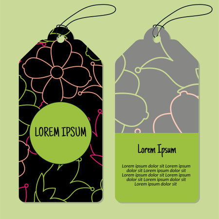 Vector floral vertical round frame pattern tags set. Vertical stripe frame patterns.  Vector illustration. able to resize.のイラスト素材