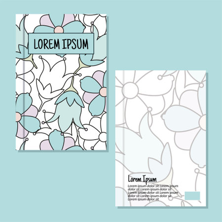 Cover page templates. floral pattern layouts. Applicable for notebooks and journals, planners, brochures, books, catalogs etc. Repeat patterns and masks used, able to resize.のイラスト素材
